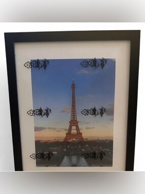 Framed Eiffel Tower Wall Art in Black Frame and White Mat 8.5 x 11